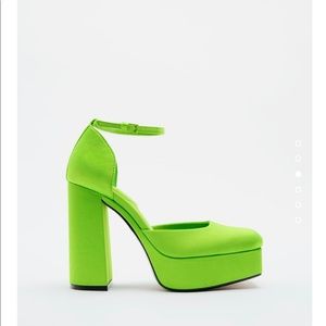 Zara neon green platform heels “ Summer 2022”